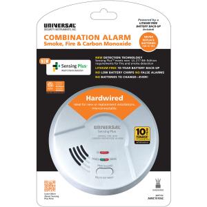 Sensing Plus AMIC1510SC Multi Criteria Hardwired Combo Smoke, Fire & Carbon Monoxide Alarm With 10 Year Battery Backup