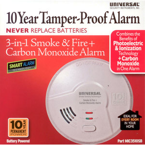        10 Year Battery Powered Combination 3-in-1 Smart Smoke + Fire + Carbon Monoxide Smart Alarm
