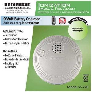 Universal Security Instruments Battery-Operated Ionization ...